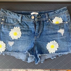 Lauren Conrad Daisy Embroidered Jean Shorts